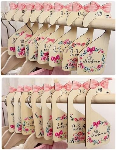 Baby Closet Dividers 8pcs Double-Sided Baby Clothes Dividers for Closet Wooden Nursery Decor for Gilrs Wardrobe-Ideal Baby Size Closet Organizer
