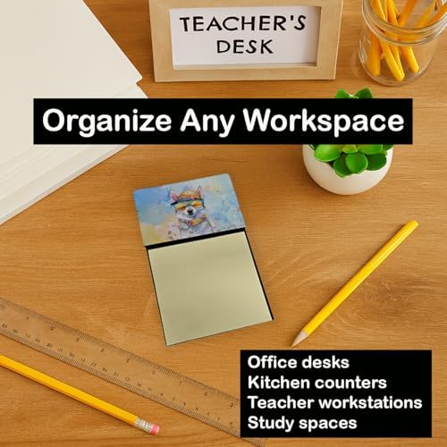 Caroline's Treasures Alaskan Klee Kai Hippie Dawg Sticky Note Holder Refillable Dispenser Self-Sticky Note Pads, Memo Pads Blank Desk Accessories