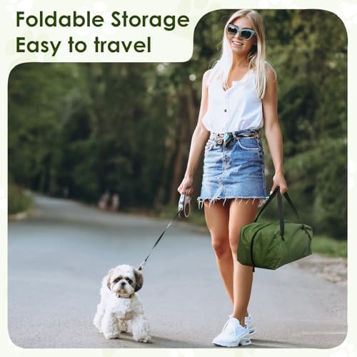 24 Inch Collapsible Soft Dog Crate for Small Dogs, Travel Dog Crate Green | Portable Dog Crate Soft Sided, 4-sided Mesh Vents, Foldable with Storage Bag, Fit Small Dogs & Large Cats, Indoor/Outdoor