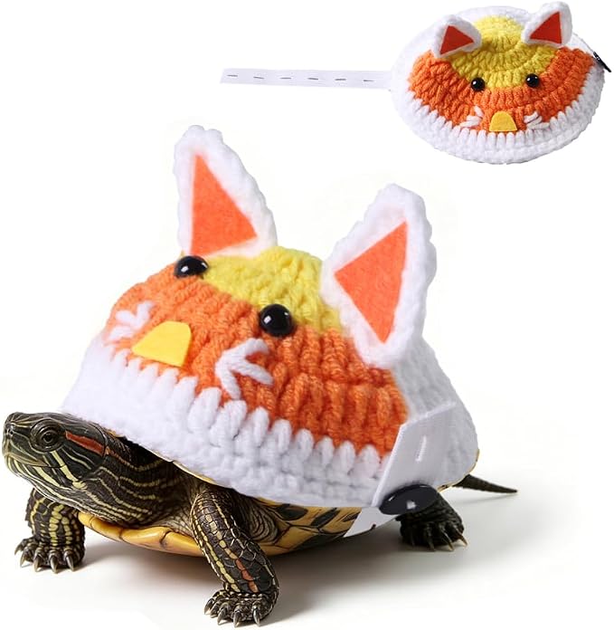 Knitted Turtle Clothes, Fox Shell Costume with Adjustable Strap | Soft & Skin-friendly Pet Outfit with Multiple Sizes for Red-eared Slider Grass Turtle