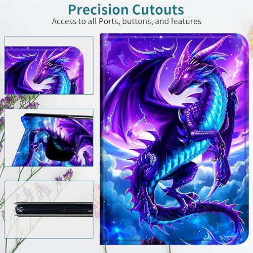 Case for Samsung Galaxy Tab A 8.0" 2017 SM-T380/T385, 360 Degree Rotating Stand with Multi-Angle Vertical & Horizontal Viewing Shockproof Shell for Women Men, Galaxy Purple Dragon
