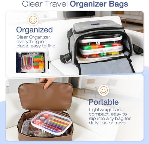 Clear Hard Shell Zipper Case, 4 Pack Diaper Bag Organizer Pouches, Toiletry Bag for Travel, Waterproof Makeup Bags for Cosmetic, Toy Storage Organizer Pencil Bag