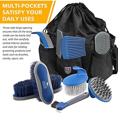 Harrison Howard Premium Multipurpose Durable Horse Grooming Organizer Bag Cleaning Supply Tote Bag-Mars Black