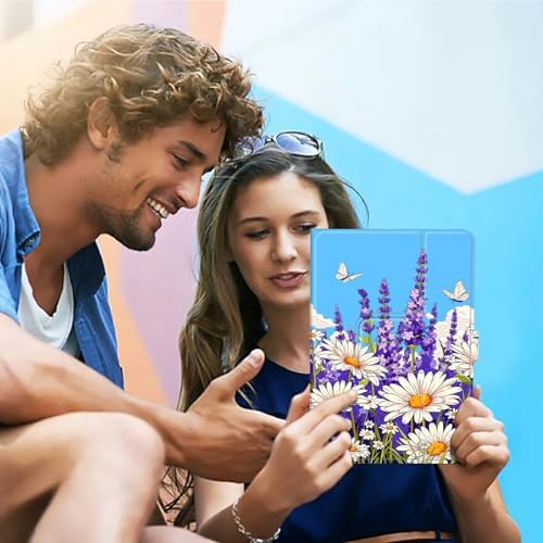 Universal Case for T-Mobile Revvl Tab 2 10.1" Model:9185W 2025/Revvl Tab 5G 10.36" 2023, 360 Degree Rotating Kickstand Protective Stand Leather Shell Cover for 9"-10.5", Blue Sky Lavender