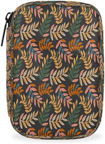 Pill Organizer Box Flowers Colorful Leaves 7-Day Weekly Medicine Pill Case Travel Pill Container Portable Pill Holder Storage Purse Bag Small Compact Size for Vitamin Supplement Birth Control