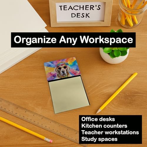 Caroline's Treasures Weimaraner Hippie Dawg Sticky Note Holder Refillable Dispenser Self-Sticky Note Pads, Memo Pads Blank Desk Accessories
