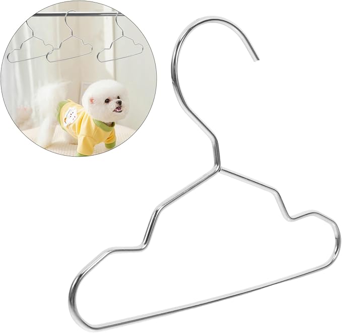Cabilock 10pcs Small Pet Coat Hanger Steel Dog Clothing Hanger Closet Pet Cat Clothing Rack Steel for Storage