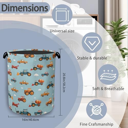 Cute Cars Laundry Basket,Foldable Oxford Cloth Tote Bag Laundry Hamper Clothes Storage Bucket Organizer for Bedroom Laundry Storage Dormitories 16" x 20.8"