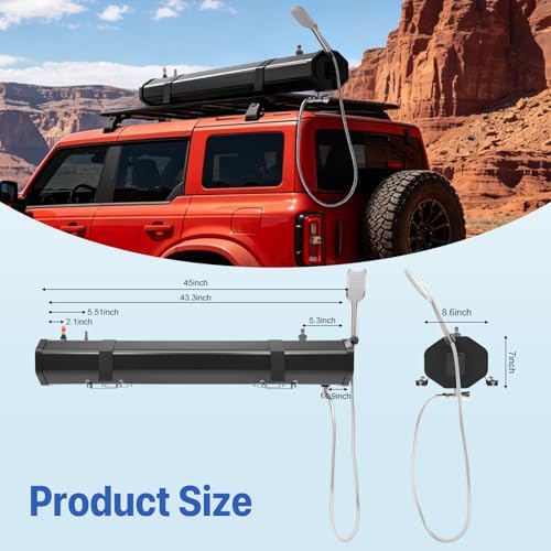 7.93 Gallon Pressurized Water Tank,Portable Car Camping Shower Water Storage Roof Rack Mounted Solar Shower or Overland Off-Road Vehicles, Pick-up Truck,Outdoor Activities Water Supply, RV, Camping