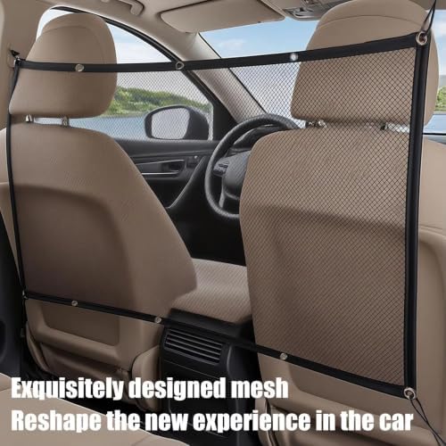 Car Pet Mesh Barrier for RAM Promaster 2500 City | Elastic Drawstring Setup Secures Driving Space. 116x76 Centimeter Woven Mesh Deflects Animal Claws.