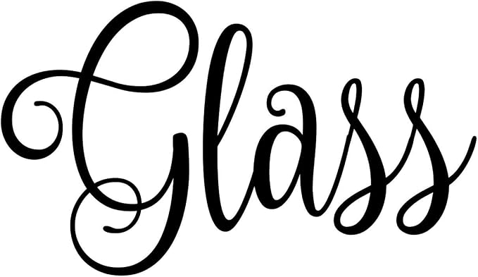 Glass 4w x 2.25h Label | Kitchen Pantry Organization | Die Cut Vinyl Decal | Black Fancy Font (Sticker Only)