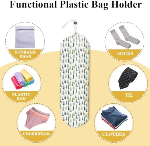 Green Fresh Style Grocery Bag Holder and Dispenser Christmas Tree Pattern | Plastic Bags Organizer Garbage Shopping Trash Bags Storage for Kitchen Home Gifts Women Friends Sisters