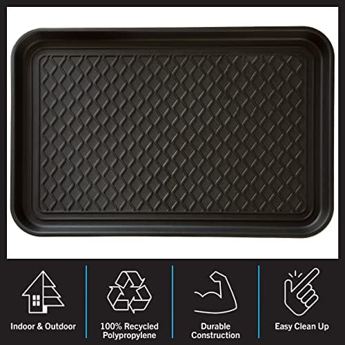 Stalwart All-Weather Boot Tray, Indoor Outdoor Doormat for All Seasons, 2 pk Medium, Black