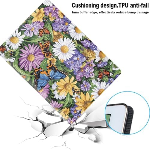 for Samsung Galaxy Tab E 9.6 Inch 2015 (SM-T560/T561/T567) Tablet Protective Cover with Adjustable Stand and Magnetic Auto Wake/Sleep,Flower Butterfly