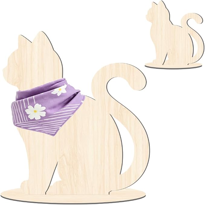 Cat Display Stand for Clothing Scarfs Bandana 11.8 x 10.6 x 0.2 Inch Pet Clothing Display Wooden Cat Silhouette Stand for Pet Stores Shops Window Show Photography Prop Home Decorations