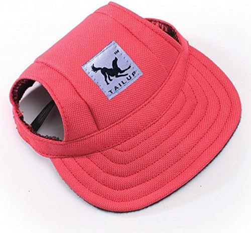 Leconpet Baseball Caps Hats with Neck Strap Adjustable Comfortable Ear Holes for Small Medium and Large Dogs in Outdoor Sun Protection (XL, Red)