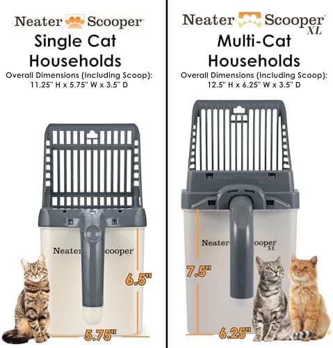 Neater Pet Brands Neater Scooper XL Cat Litter Scoop, 195 Refill Bags – Extra-Large Capacity Mess-Free Cat Litter Scooper with Bag for Large & Multiple Cats, Spill-Proof Litter Box Scooper with Holder