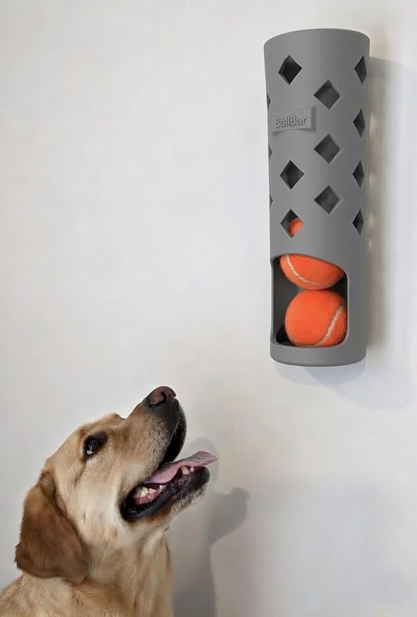 Wall Mounted Tennis Ball Holder for Dogs | Weatherproof ASA Dog Ball Storage for Garage, Patio, Mudroom or Porch - Fits Ball Launchers & Chuckers - Made in USA