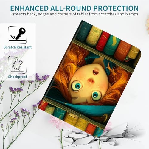 Case for Samsung Galaxy Tab S6 10.5" 2019 SM-T860/T865/T867, 360 Degree Rotating Stand with Multi-Angle Vertical & Horizontal Viewing Shockproof Shell for Women Men, Colorful Book Girl