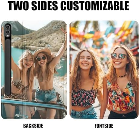 Custom Photo Personalized Flip Case for Samsung Galaxy Tab S9+/S9 Plus 12.4 inch(2023),Model Code: SM-X810/X816B, Samsung Galaxy Tablet Customized Picture Text Leather Stand Cover Protective Case