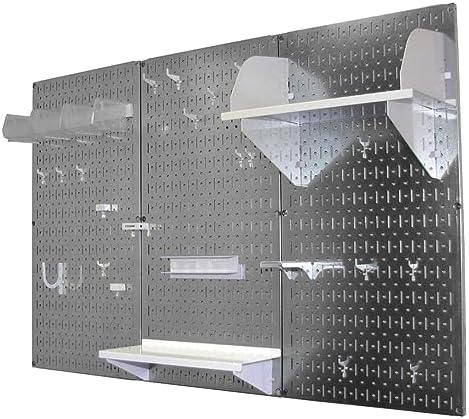Wall Control Pegboard Organizer 4 ft. Metal Pegboard Standard Tool Storage Kit with Galvanized Toolboard and White Accessories