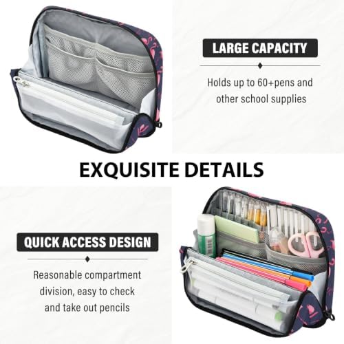 Flamingo Pencil Case for Kids Girls Boys | Large Pencil Pouch Pen Bag Holder with Big Capacity