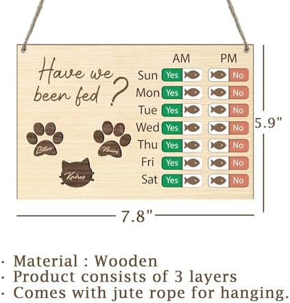 Personalized Have We Been Fed Sign, Custom Feeding Reminder Hanging Sign with Name, Daily AM/PM Tracker for Dog Cat, Yes/No Meal Scheduler, Wooden Reminder Slider for Wall Decor