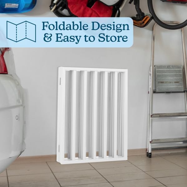 Pet Gate - 4-Panel Indoor Foldable Dog Fence for Stairs, Hallways or Doorways - 72x24-Inch Retractable Wood Freestanding Dog Gates by PETMAKER (White) | Foldable Dog Fence with Accordion Design, Wooden Safety Pet Fence for Stairs, Hallways, Doorways, a...