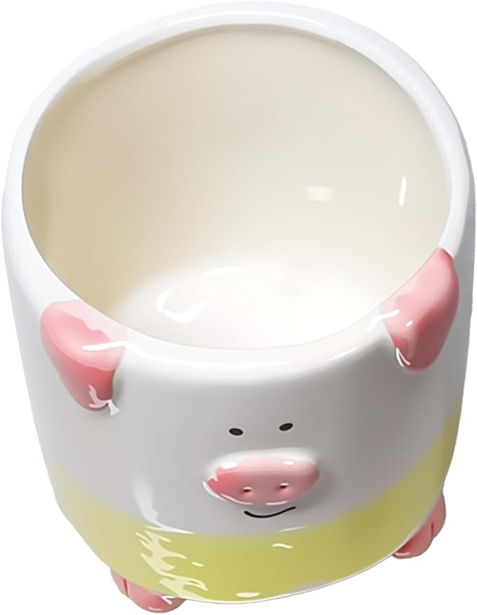 Ceramic Pig Shaped Pen Pencil Holder for Desk Decoration Accessories Pig Decor Makeup Brush Pen Cups Succulent Plant Pot Office School Ideal Gifts for Women, Mom or Birthdays