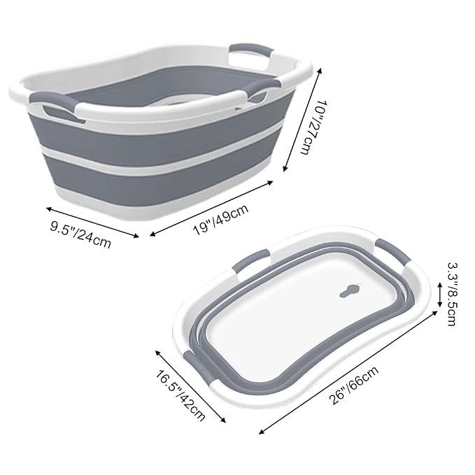 Collapsible Pet Bathtub with Drainage Hole, 3 Handled Dogs Bath Tub, Gray | Portable Washing Tub, Foldable Bathing Tub, Multi-Functional, Small Pets Bathtub for Puppy Small Dogs Cats, Indoor, Outdoor