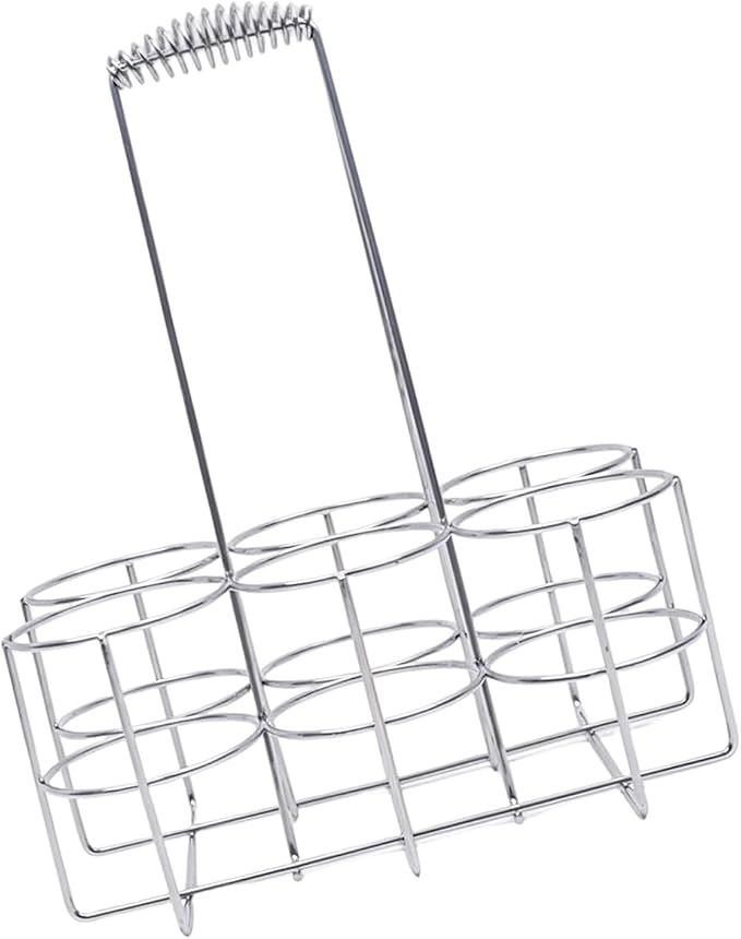 6 Pack Beverage Carriers with Ergonomic Handle Portable, S, A S | Storage Rack for BBQs and Gatherings, Carry Basket for Entertaining and Outdoor Use, Metal Wire Design