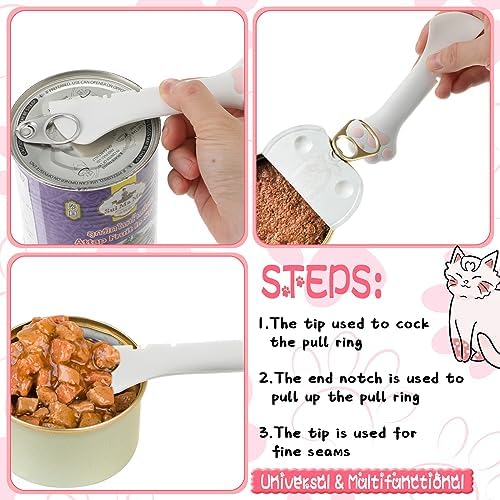 Uiifan 8 Pcs Cat Food Can Covers Lids Set, Silicone Pet Food Can Lids with Multi-Function Cat Foods Spoon and Opener, Silicone Wet Foods Spoon for Cats and Dogs(Pink)
