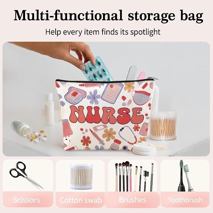 Nurse Makeup Pouches Accessories for Women Clinical Bag Essentials for Nursing Students Gift Ideas Small Nurse Pencil Pouch Bag Nurses Week Appreciation Gift Nursing Medical Supplies Bags Nurses Favor