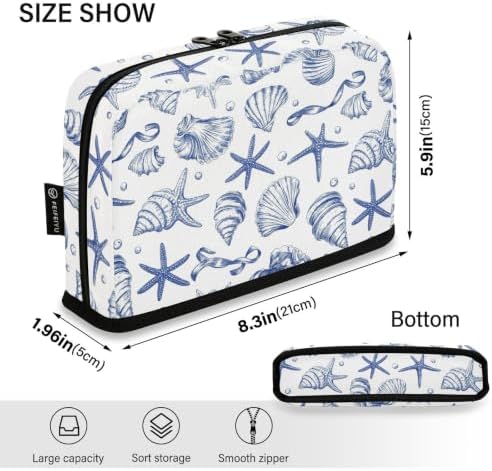Blue Seashells Starfish Pencil Case for Kids Girls Boys | Large Pencil Pouch Pen Bag Holder with Big Capacity