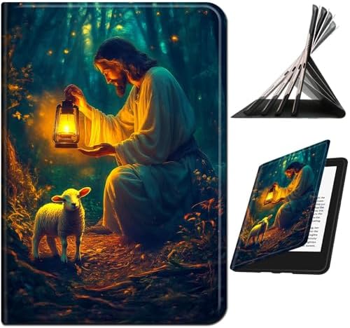 for Samsung Galaxy Tab A 8.0" 2017 SM-T380/T385 Case | Slim Leather Smart Cover with Multi-Angle Anti-Slip Stand [Auto Wake/Sleep] Shell for Women Men, Man Sheep Forest