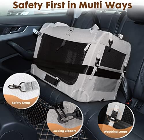 PEGIC Extra Large Cat Carrier for 2 Cats, Grey, X-Large | Portable Soft Sided, 24"×16"×16", Indoor and Outdoor Uses, For Car Traveling, Vest Visits