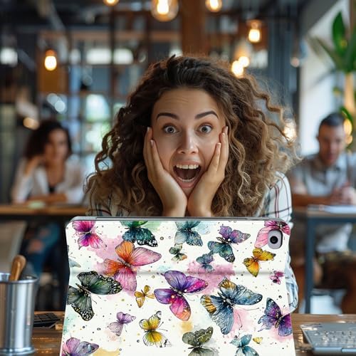 for Microsoft Surface Pro 8-13" 2021 Tablet Case,Auto Wake/Sleep,Adjustable Stand Protective Cover - Watercolor Butterfly