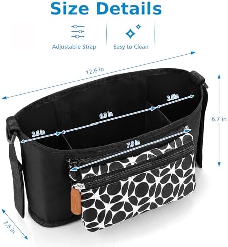 Accmor Universal Stroller Organizer with Detachable Phone Bag, Stroller Bag Caddy Organizer Stroller Accessories for Uppababy, Baby Jogger, Nuna, Doona, Britax Strollers