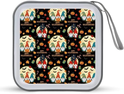 40 Capacity CD DVD Case Wallet Christmas Gnomes CD Holder Storage | Christmas Gnomes Hard Shell Sturdy Disc Storage Organizer Binder, Zipper Closure, Hand Strap