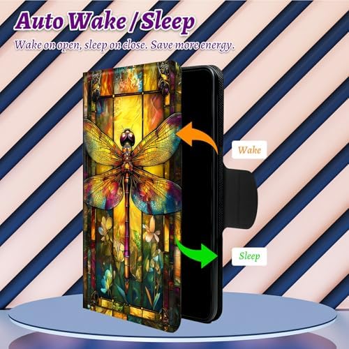 Rotating Handle Case for Samsung Tab S10 Ultra 2024/Galaxy S9 Ultra 2023 14.6", 360 Degree Swivel Kickstand with Magnetic Closure Shockproof Leather Protective Cover, Retro Dragonfly