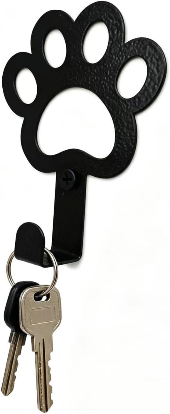 6PCS Dog Paw & Wall Hooks Set – Heavy-Duty Pet Leash Hanger Organizer Set for Entryway, Hallway, Kitchen – Metal Hooks for Collars, Leashes & Small Items
