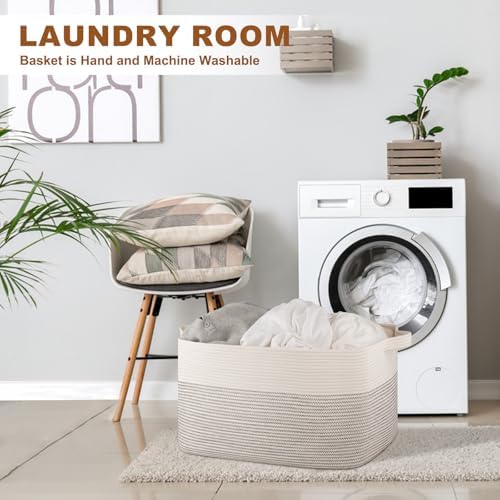 OIASKET 90L Extra Large Blanket Basket Living Room, 24"x16.9"x14.2"