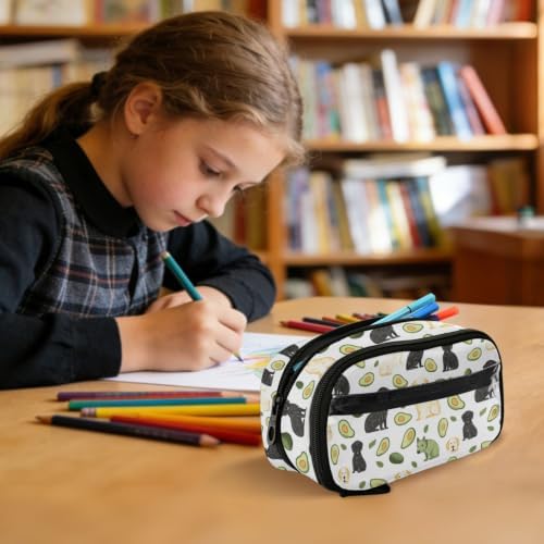 SUABO Pet Dog Avocado Pencil Case Large Pen Stationery Bag | Pencil Pouch Stationery Organizer with Compartments, Transparent PVC Layer, School Office Supplies for Kids Adults