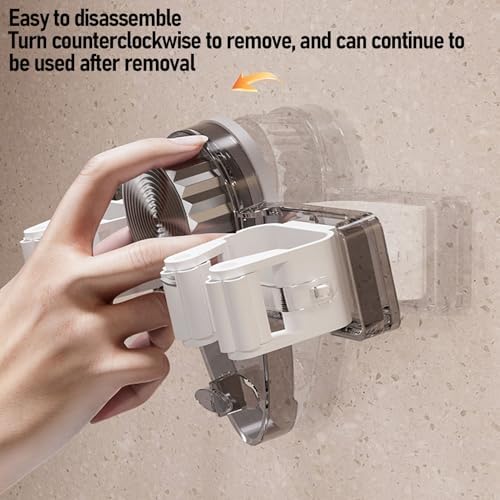 Yosoo Powerful Suction Cup Broom and Mop Gripper with Constructed from Premium PET, Easy Installation, Two Hangers for Bathroom, Kitchen, Office, Utility Room (Clear Grey)