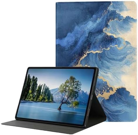 for Samsung Galaxy Tab A 8.0 2017(SM-T380/T385) Tablet Case,Premium Leather Folio Stand Auto Wake/Sleep,Multiple Viewing Stand,Blue Marble