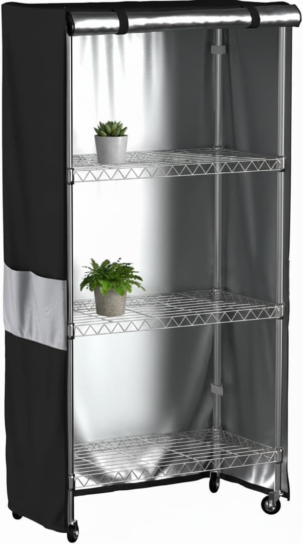 Wire Shelf Cover Waterproof Dustproof Storage Rack Cover with Zipper | door protects garage storage racks from dust, moisture and dirt for cleaner organization