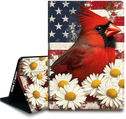 Bxgolkgd Tablet Case for Samsung Galaxy Tab S8 Plus 2022/S7 FE 2021/S7 Plus 2020 12.4 Inch,Shockproof Stand Cover with Heat Dissipation,Auto Wake/Sleep Function,American Flag Cardinal Daisy