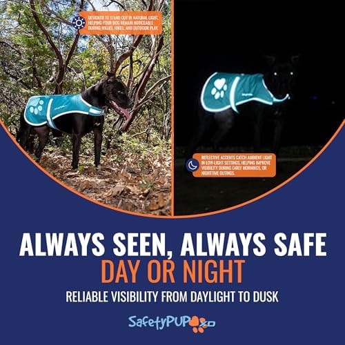 Reflective Dog Vest, Hi Vis Safety Gear for Low-Light Morning & Night Walks