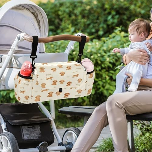 double stroller accessories Poodledogs Dog Puppy White Animal Pet diaper caddy with travel wipes pouching
