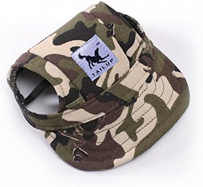 Leconpet Baseball Caps Hats with Neck Strap Adjustable Comfortable Ear Holes for Small Medium and Large Dogs in Outdoor Sun Protection (XL, Camouflage)